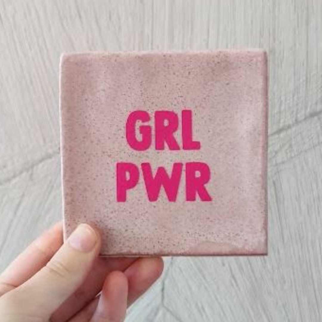 Designkachel | Fliese 'GRL POWER' pink/altrosa