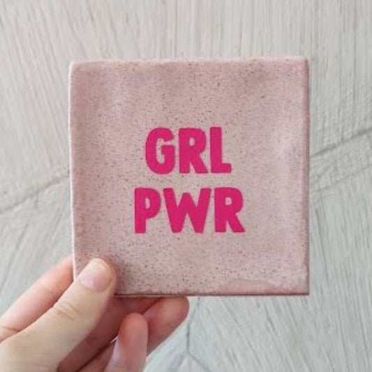Designkachel | Fliese 'GRL POWER' pink/altrosa