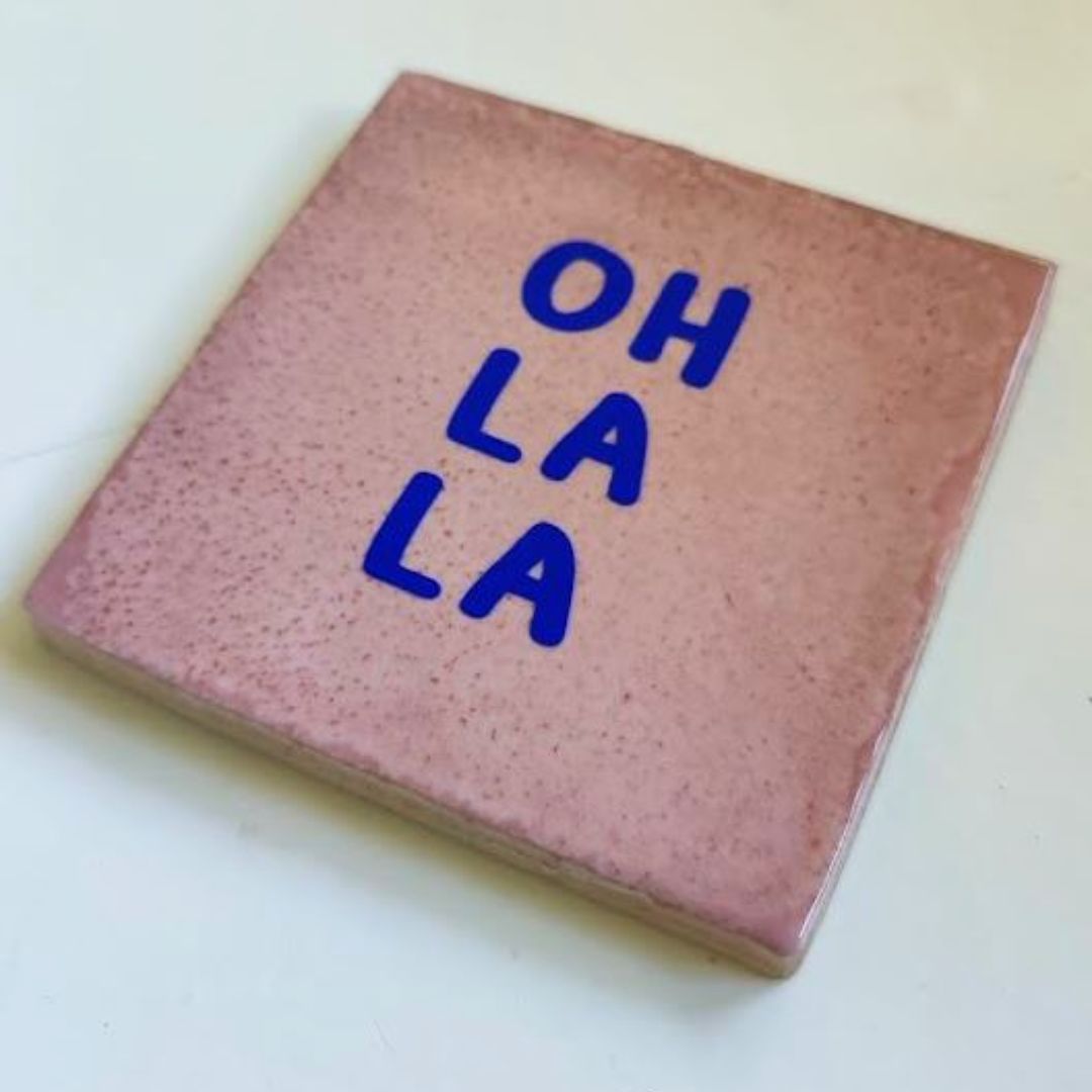 Designkachel | Fliese 'Ohlala' altrosa/blau