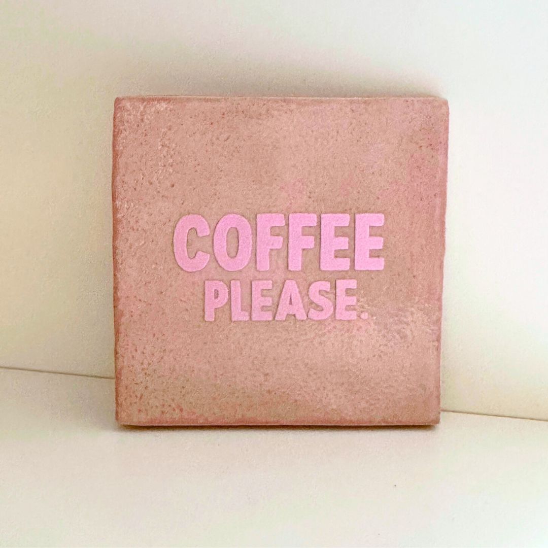 Designkachel | Fliese 'Coffee Please' altrosa/flieder