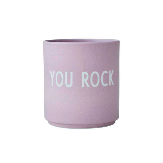 Porzellanbecher 'You Rock' lavendel