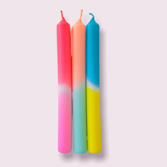 Dip Dye Neon Kerzen Set aus 3 'Lovin´ South Beach'