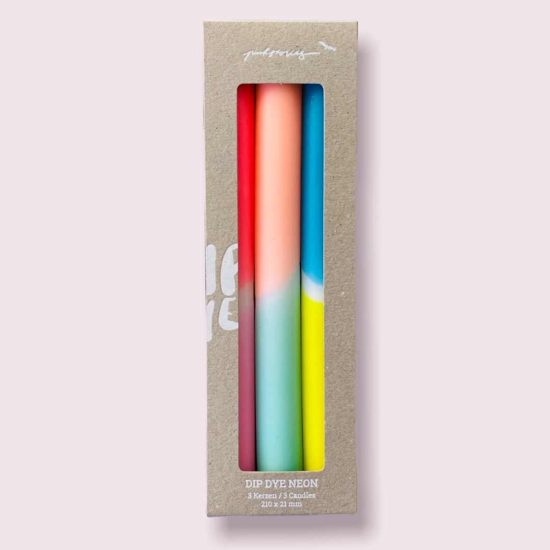 Dip Dye Neon Kerzen Set aus 3 'Lovin´ South Beach'
