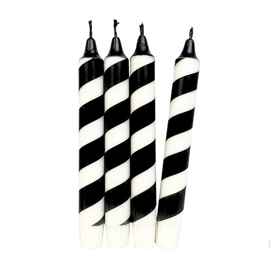 Dip Dye Kerzen 'Swirl schwarz-weiß'
