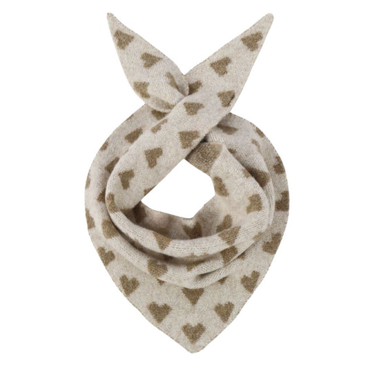 Dreiecksschal mit Herzmuster beige