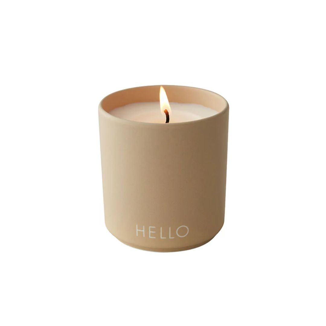 Duftkerze 'Hello' beige