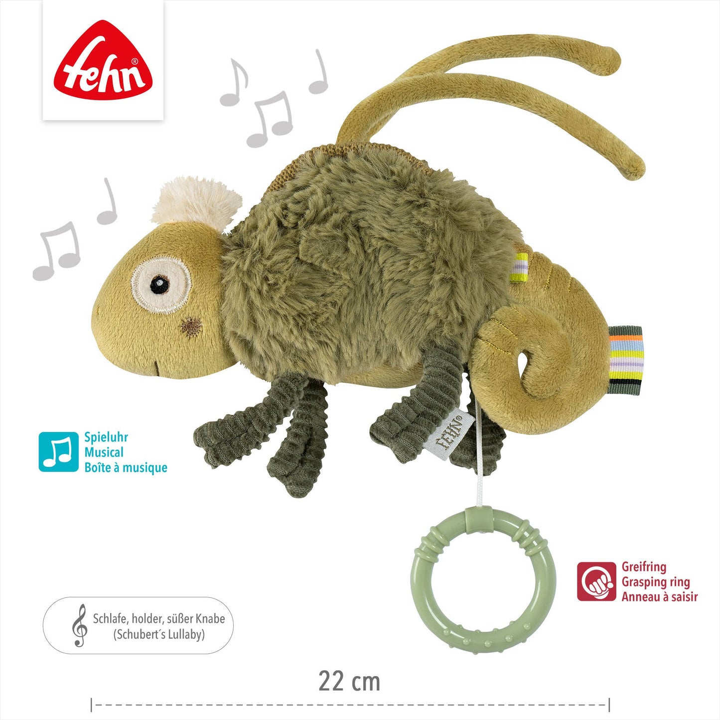 Mini-Spieluhr Chamäleon - Kuscheltier & Einschlafhilfe