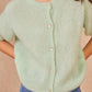 Kurzärmelige Kid-Mohair-Strickjacke mint