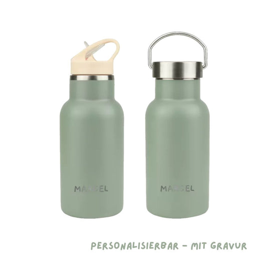 Edelstahl Trinkflasche 350 ml grün personalisierbar mit Gravur