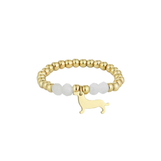 Elastischer Damen Ring mit Dackel Charm