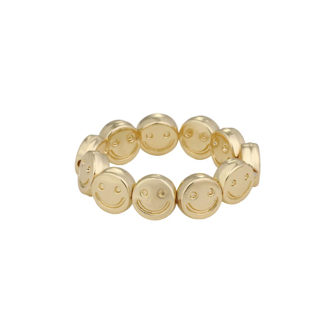 Elastischer Damen Ring 'Smileys' gold