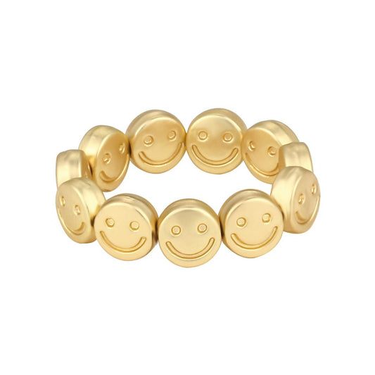 Elastischer Damen Ring 'Smiley' gold