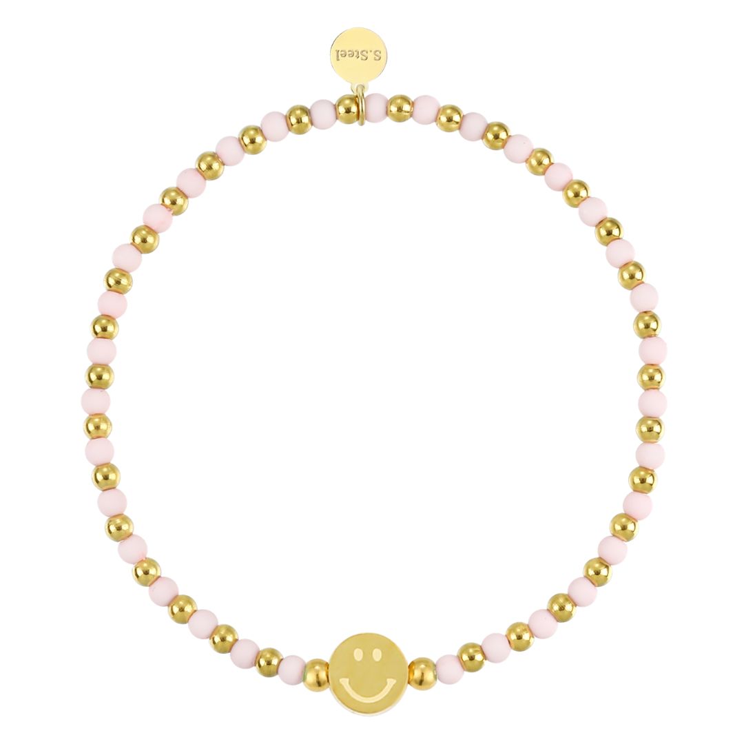 Elastisches Damen Armband  'Smileys' gold/rosa