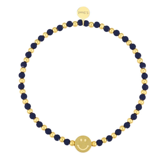 Elastisches Damen Armband  'Smileys' gold/schwarz