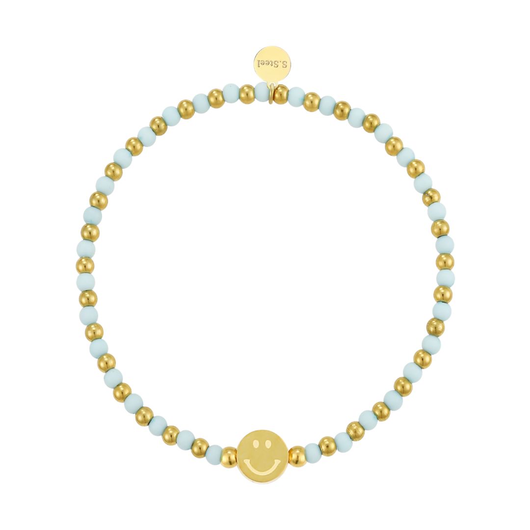 Elastisches Damen Armband  'Smileys' gold/türkis