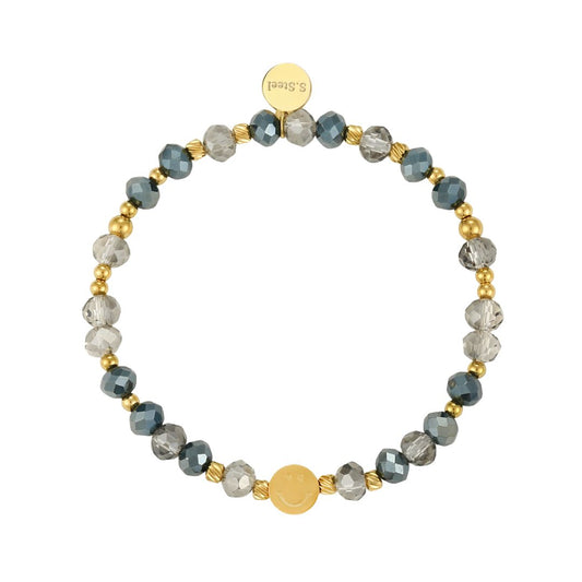 Elastisches Damen Armband mit Glasperlen 'Smiley'