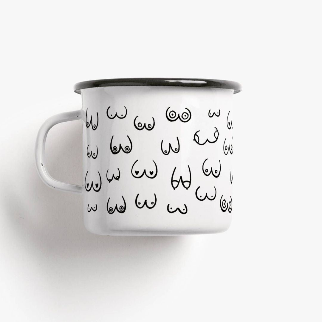 Tasse aus Emaille 'Busenfreunde'