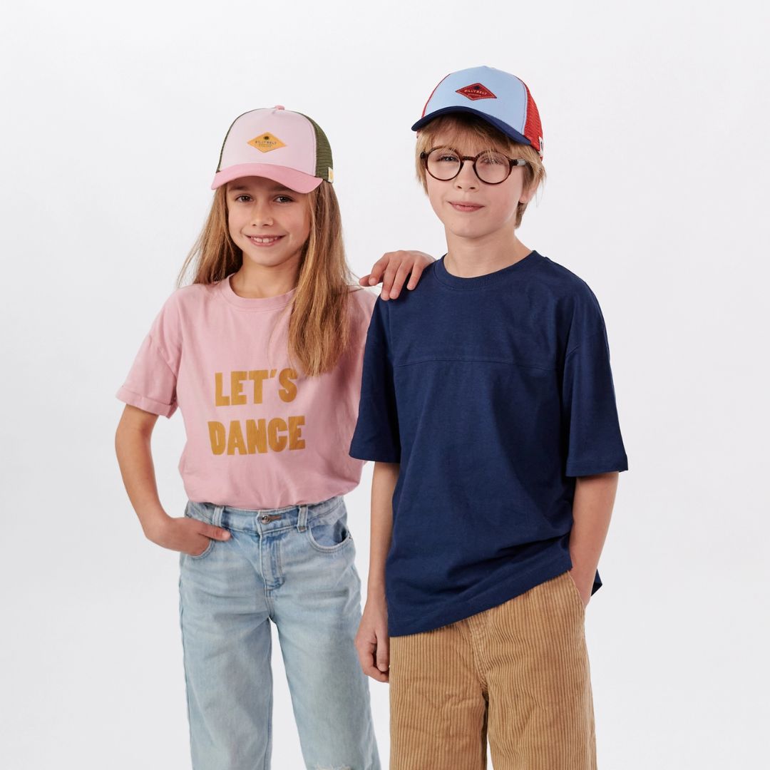 Kinder Trucker-Cap aus Baumwolle blau/rot