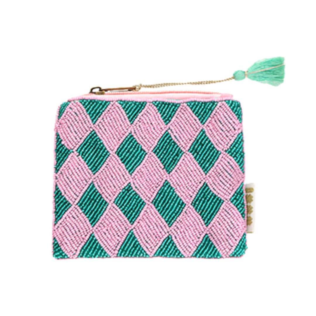 Etui 'Rhombus' grün/pink/gold