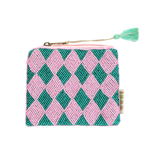 Etui 'Rhombus' grün/pink/gold