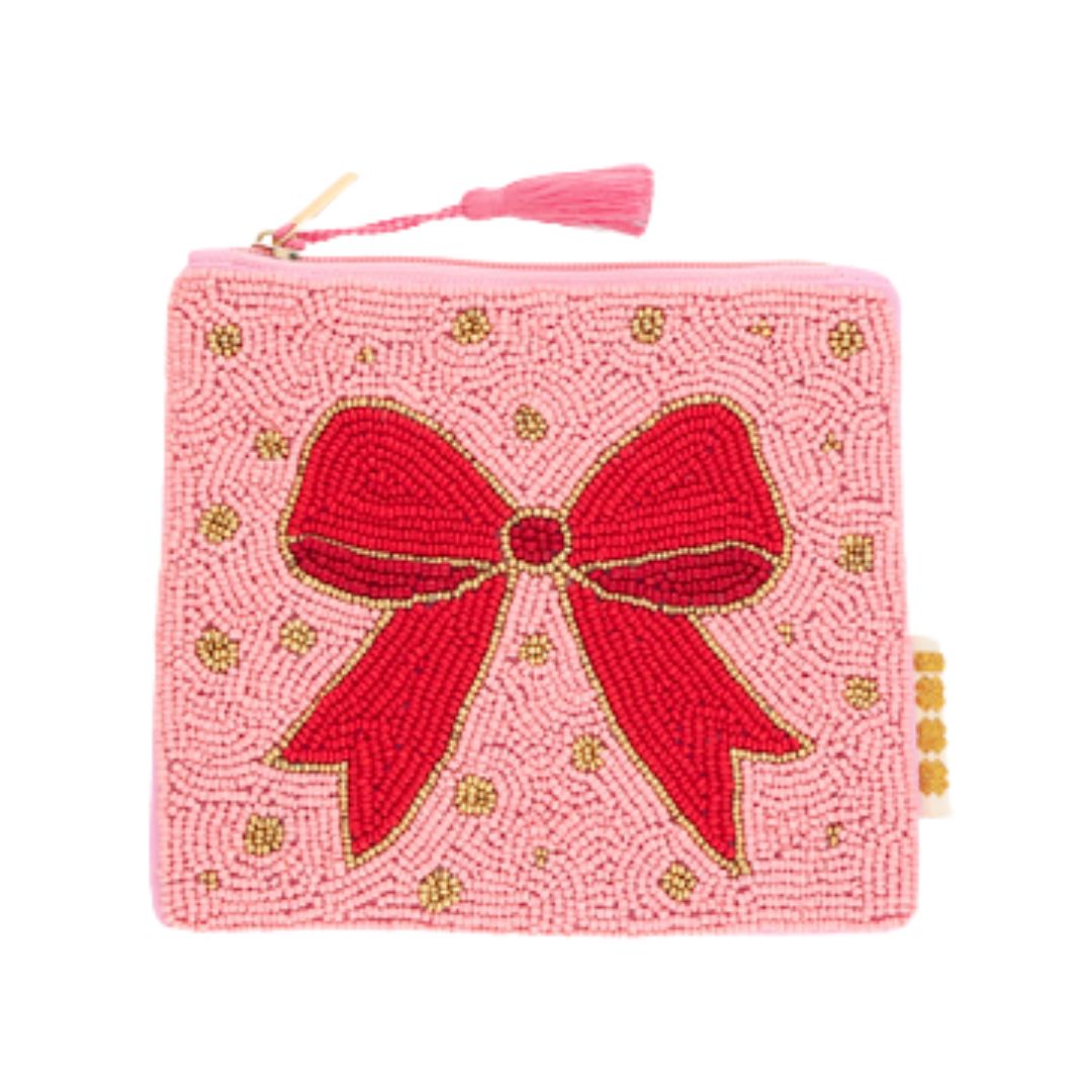 Etui 'Schleife' light pink/rot/gold
