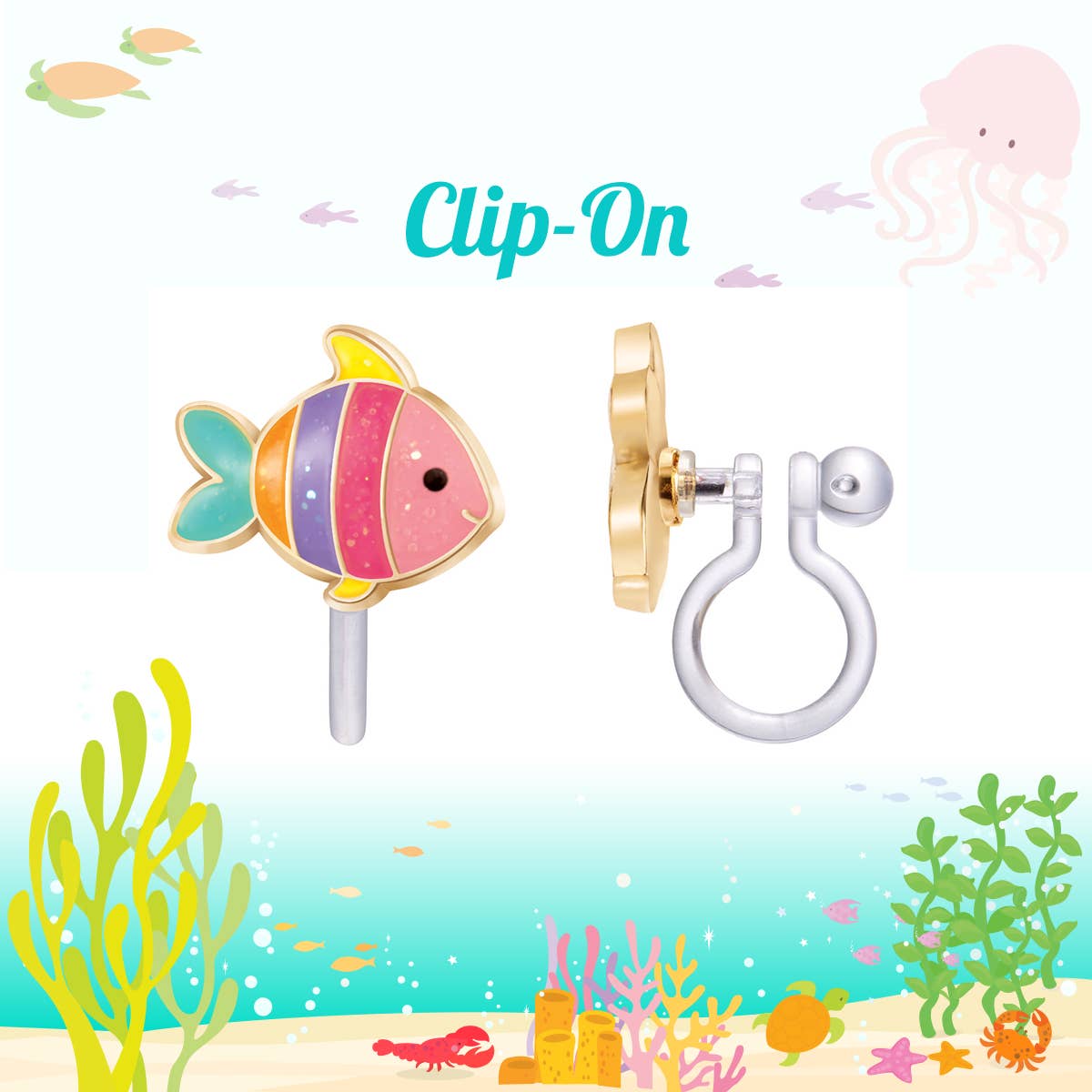 Cutie Ohrclips "Regenbogenfisch" Clip On