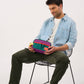 Kulturbeutel aus recyceltem Polyester grün/violett