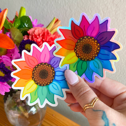Regenbogen-Sonnenblumen-Sticker