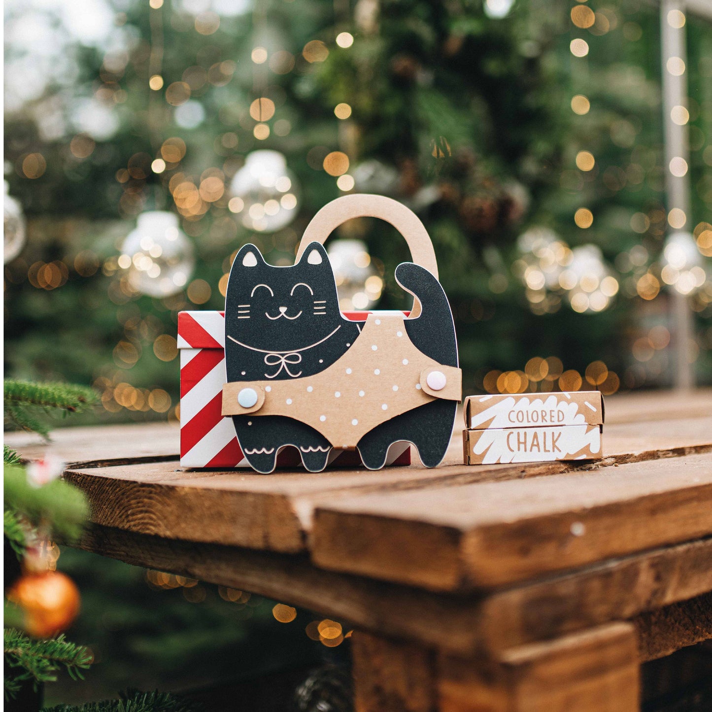 Kreidetafel in Tierform-Design mit Kreide 'Katze'