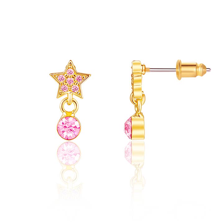 Ohrstecker für Kinder 'Stern mit rosa Zirkonia'