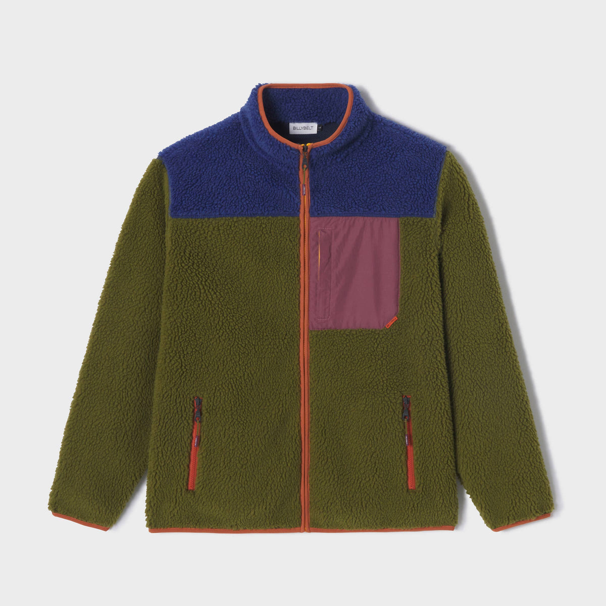 Unisex Sherpa-Jacke mit Reißverschluss blau und khaki