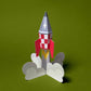 Minikarte 'Retro Rakete' 2in1 Karte & Geschenk in einem