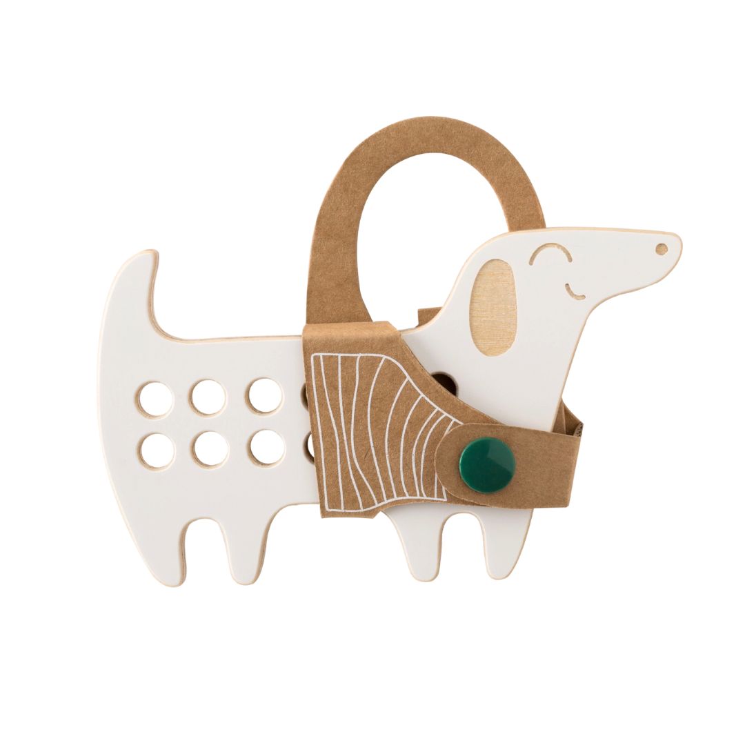 Kleines Schnürspielzeug aus Holz 'Der Dackel'