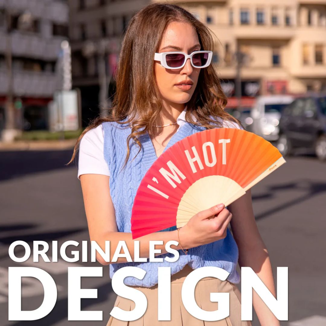 Damen Fächer 'I'M HOT' mit Farbverlauf rot/orange
