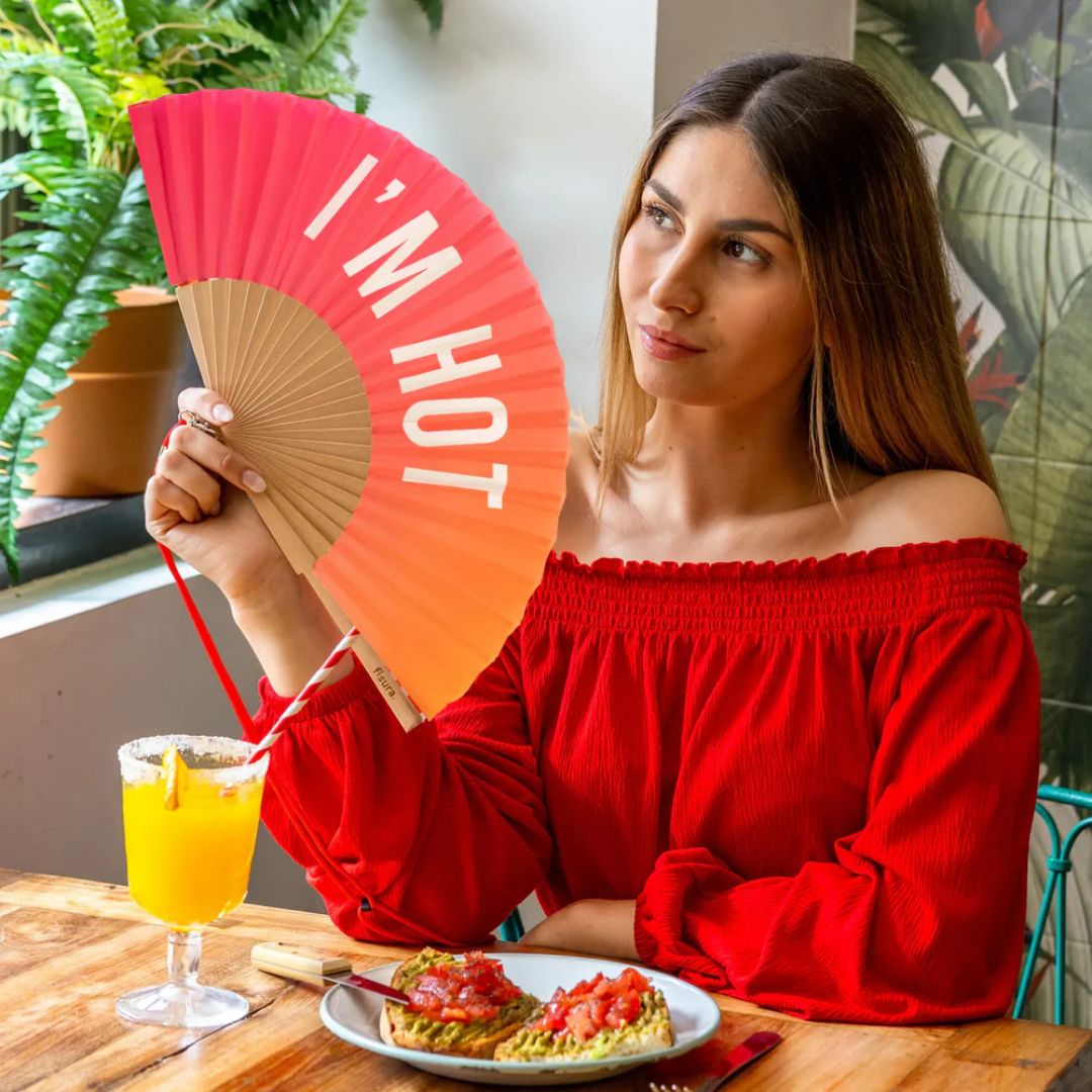 Damen Fächer 'I'M HOT' mit Farbverlauf rot/orange
