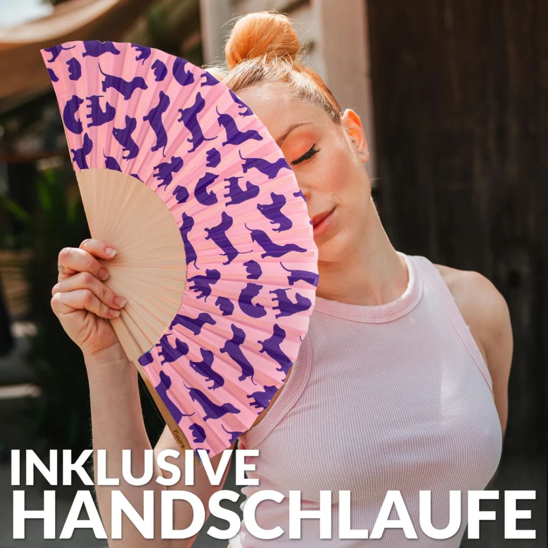 Damen Fächer 'Dackel' rosa/blau