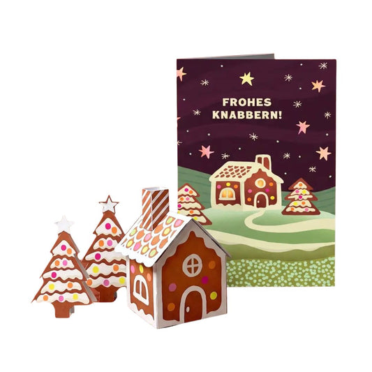 Minikarte Weihnachten 'Lebkuchenhaus' 2in1 Karte & Geschenk in einem