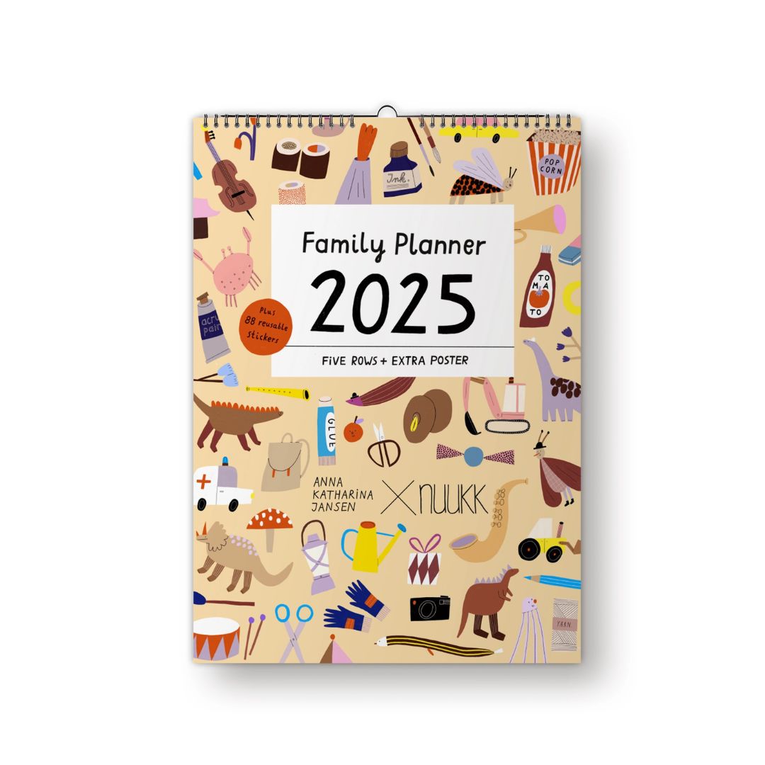 Familienkalender „Happy“ 2025 inkl. Poster + 88 Sticker