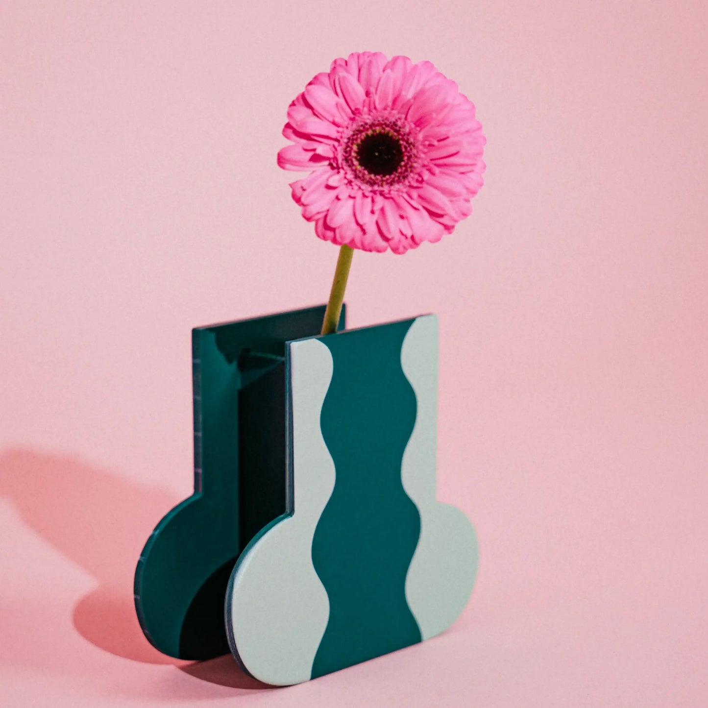 Holzvase 'WAVE' grün/mint