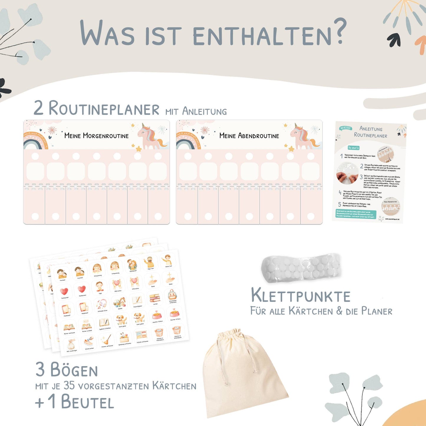 Routineplaner (Morgen & Abend) - Motiv Einhorn