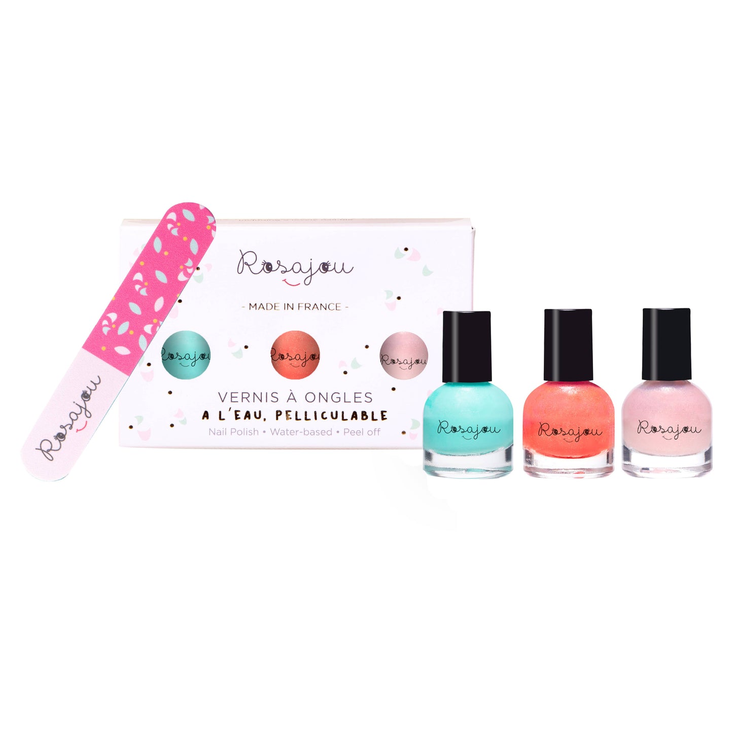 Set mit 3 Nagellacken Lagoon x Coral x Ballerina + Nagelfeile