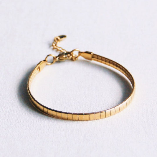 Flaches Damen Armband gestreift gold