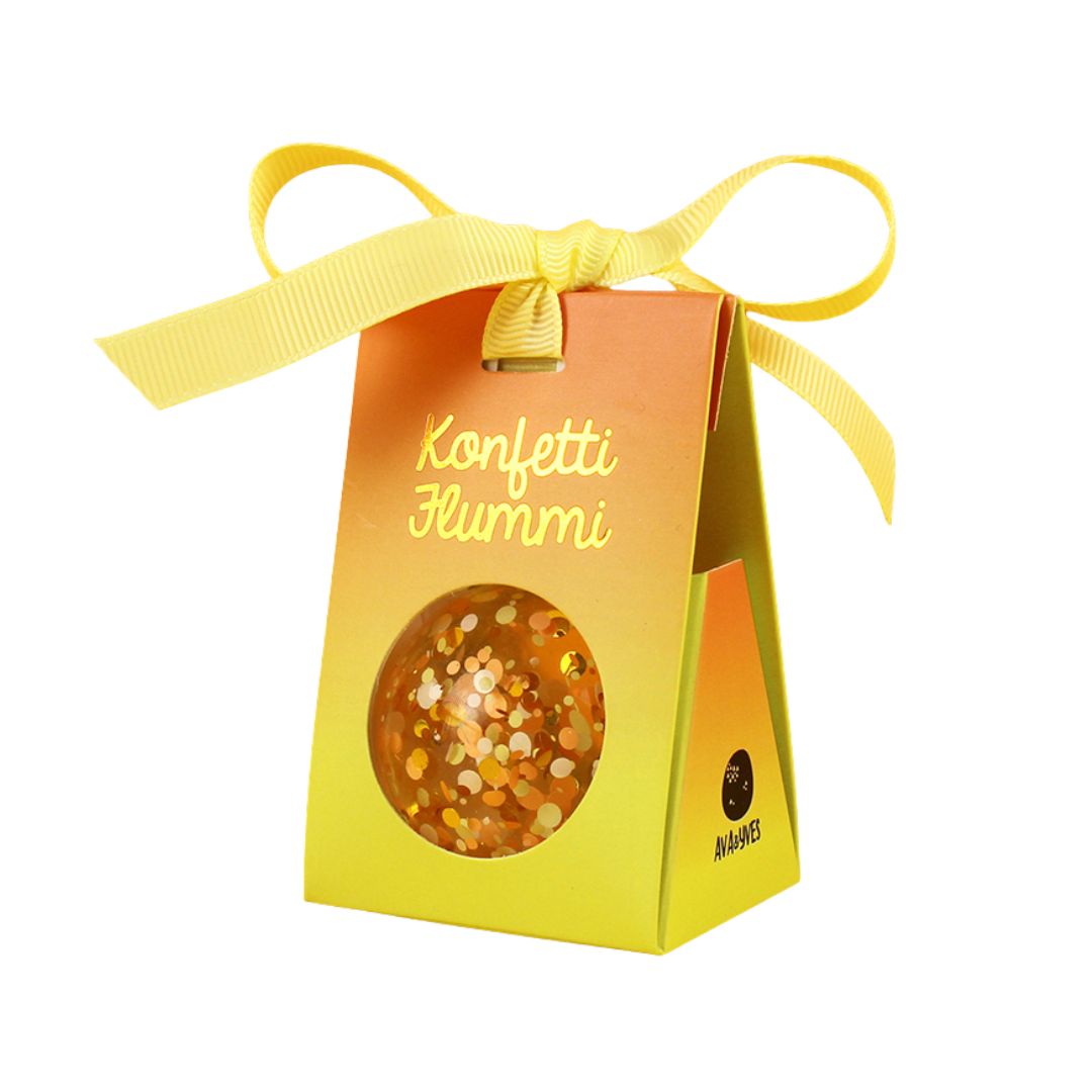 Flummiball mit Konfetti gold/zitronengelb/aprikot