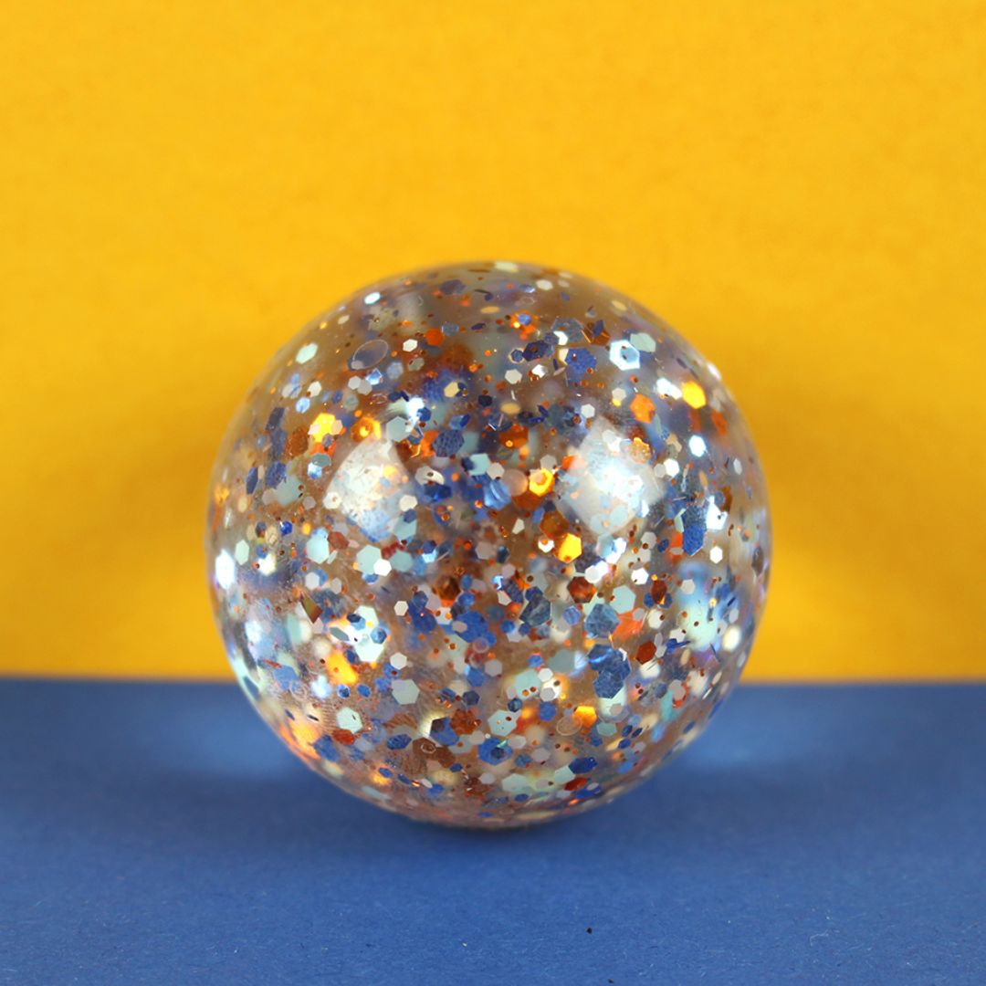 Flummiball mit Konfetti 'Galaxy' blau