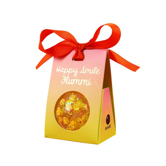 Flummiball mit Smileys und Konfetti 'Happy Smile' gelb