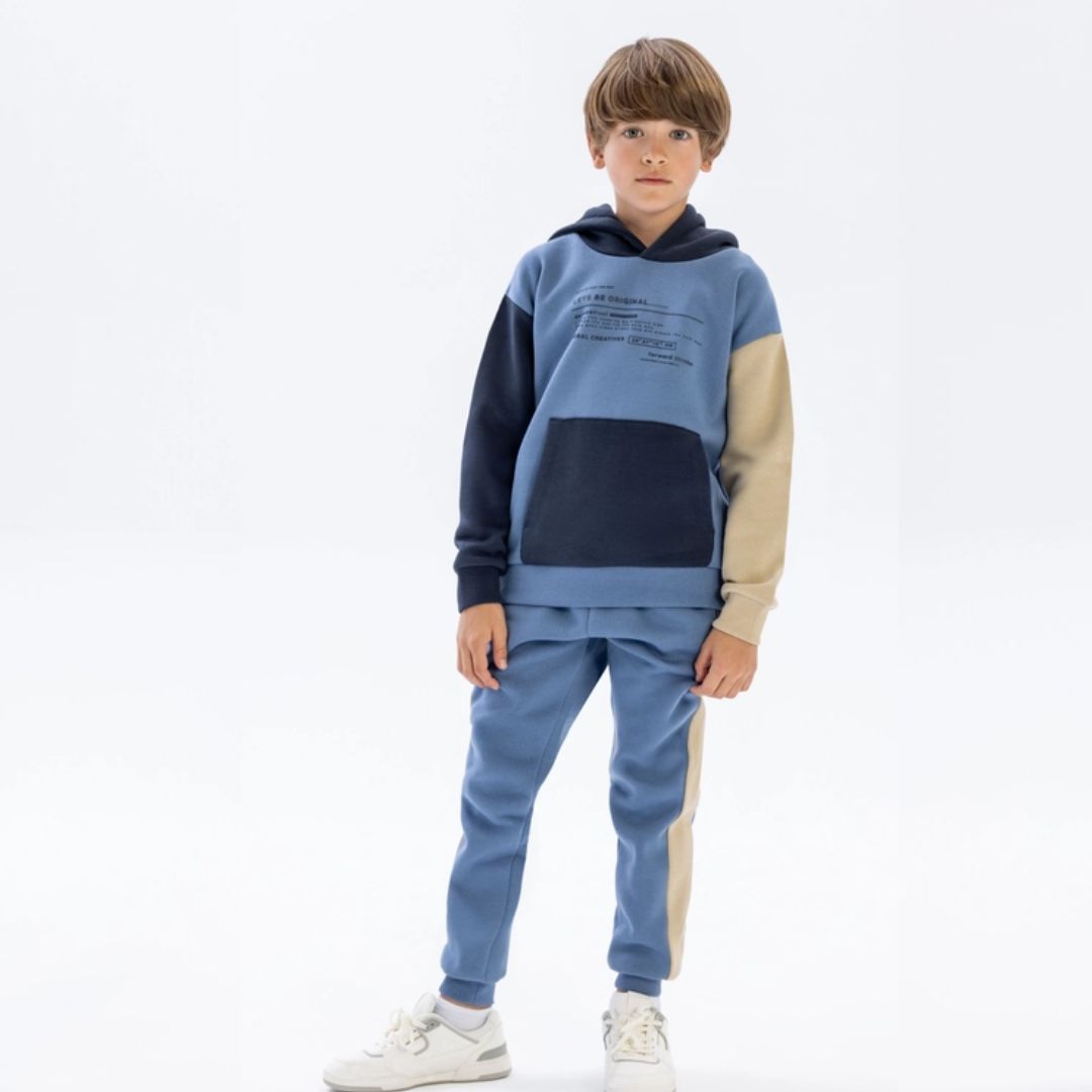 Kapuzensweatshirt mit Farbblock-Design blau