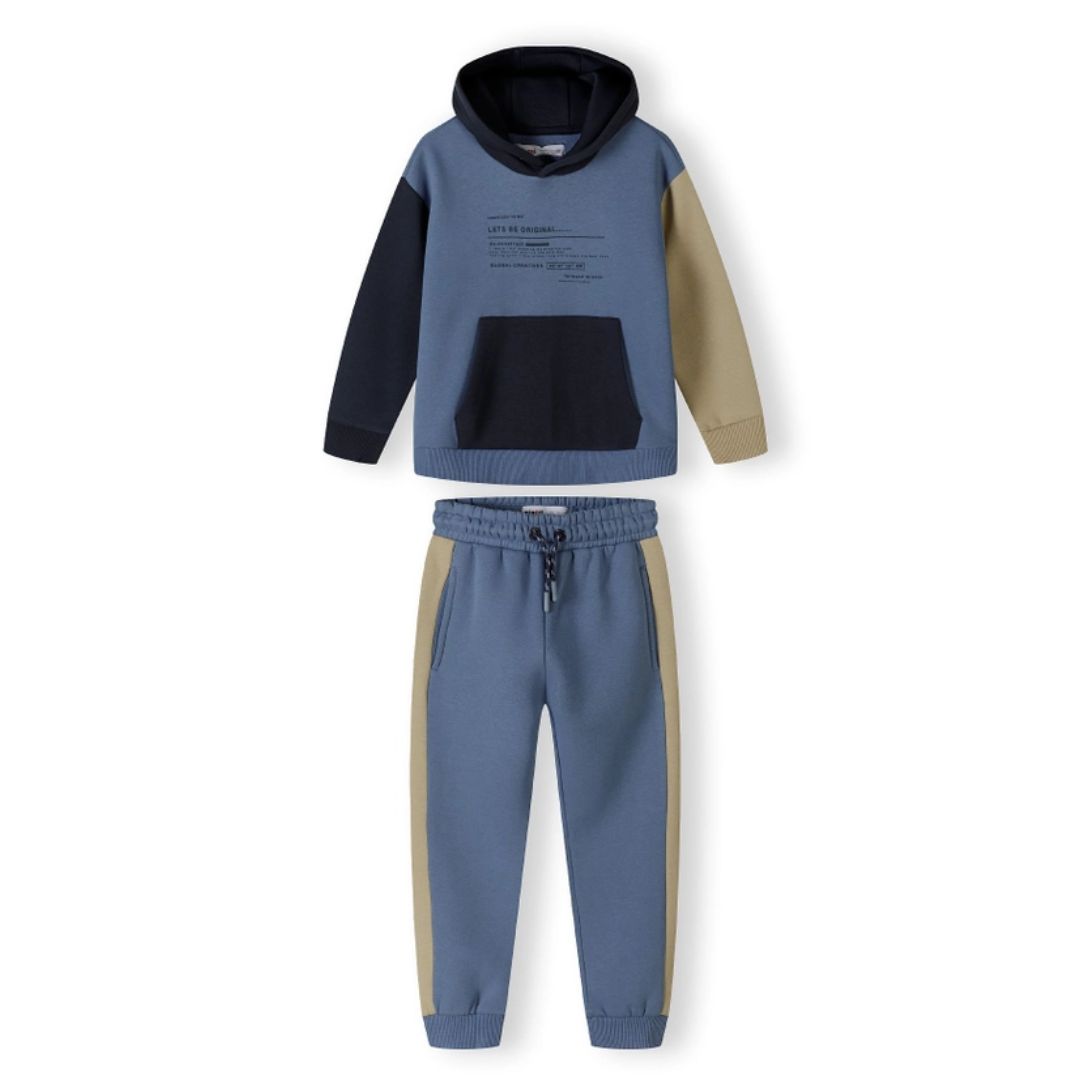 Kapuzensweatshirt mit Farbblock-Design blau