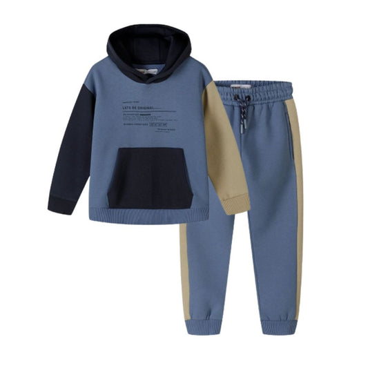 Kapuzensweatshirt mit Farbblock-Design blau