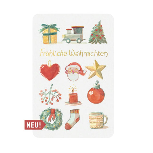 Postkarte Kind Mind 'Fröhliche Weihnachten Symbole'