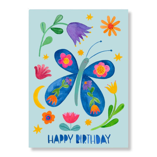 Geburtstagskarte 'Happy Birthday' mit Schmetterling